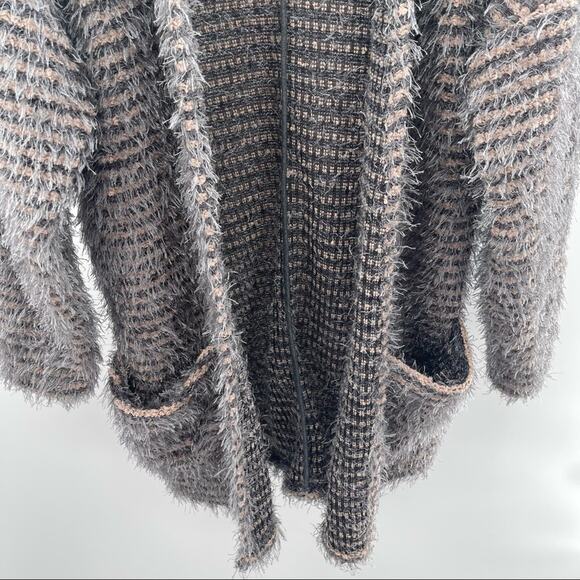 ASTARS Cupcakes Cardigan Blush Pink Gray Stripe Eyelash Pockets Long Size Small - Picture 11 of 14